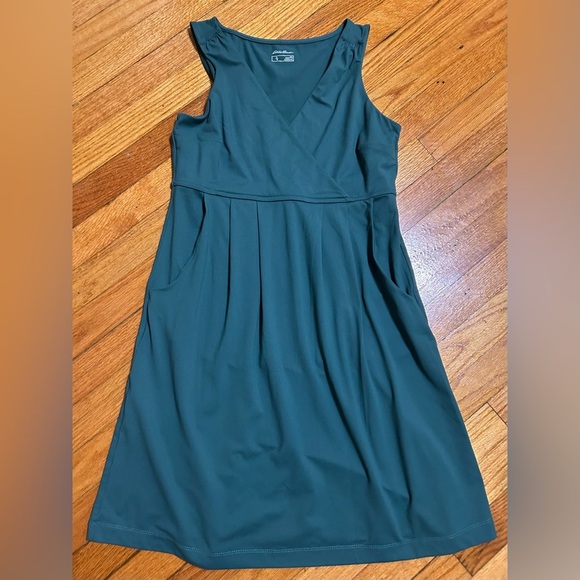 Eddie Bauer Aster 7 Day Crossover Waist Dress Moisture Green Size Small Petite - Picture 10 of 10